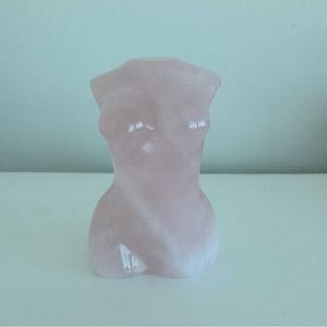 Rose Quartz Pink Female Goddess Torso Bust Crystal